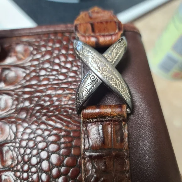 Vintage Brighton Brown Double Handle Shoulder Bag With Heart Charm 90's - Picture 14 of 14